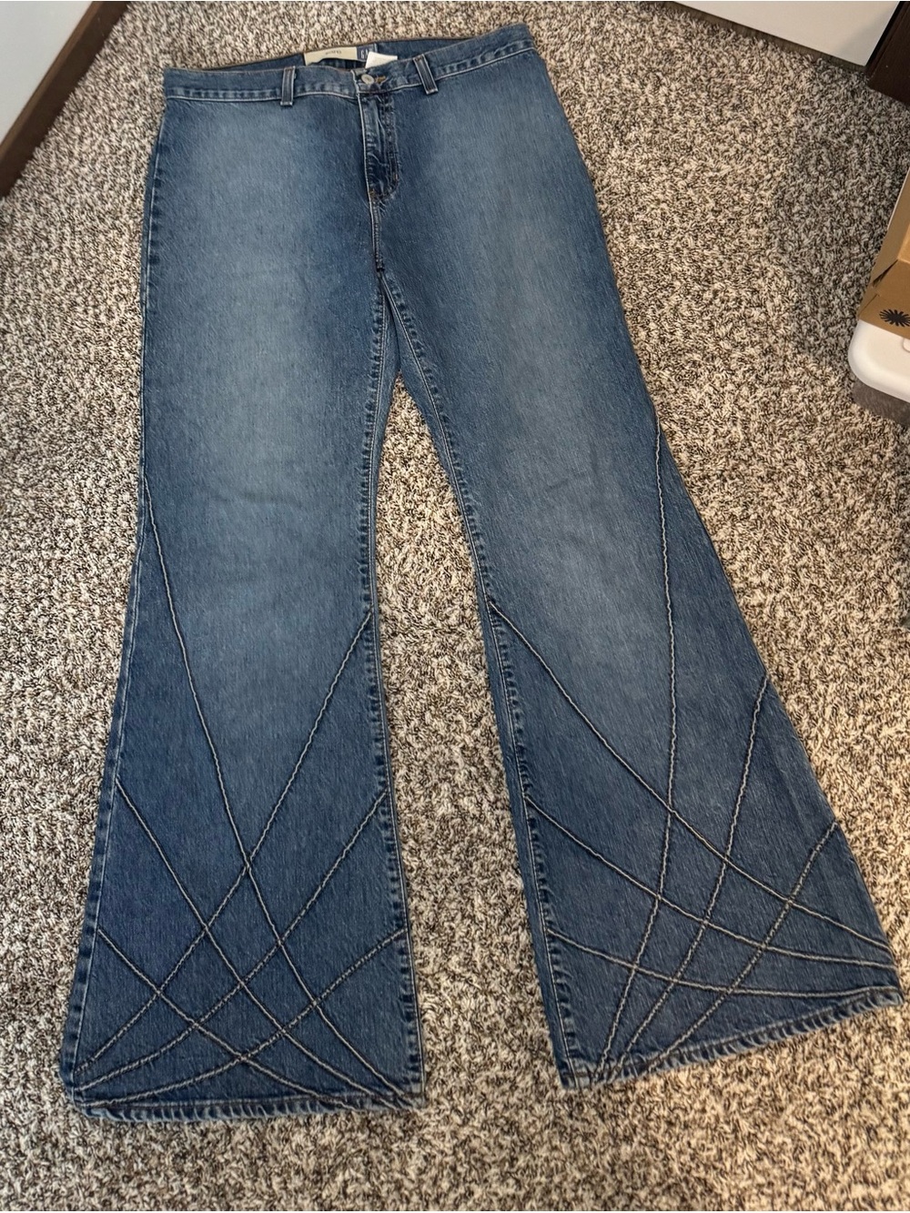 Vintage Y2K Gap Premier Flare Jeans Women’s Size 14 Wide Leg Retro Stitch Denim